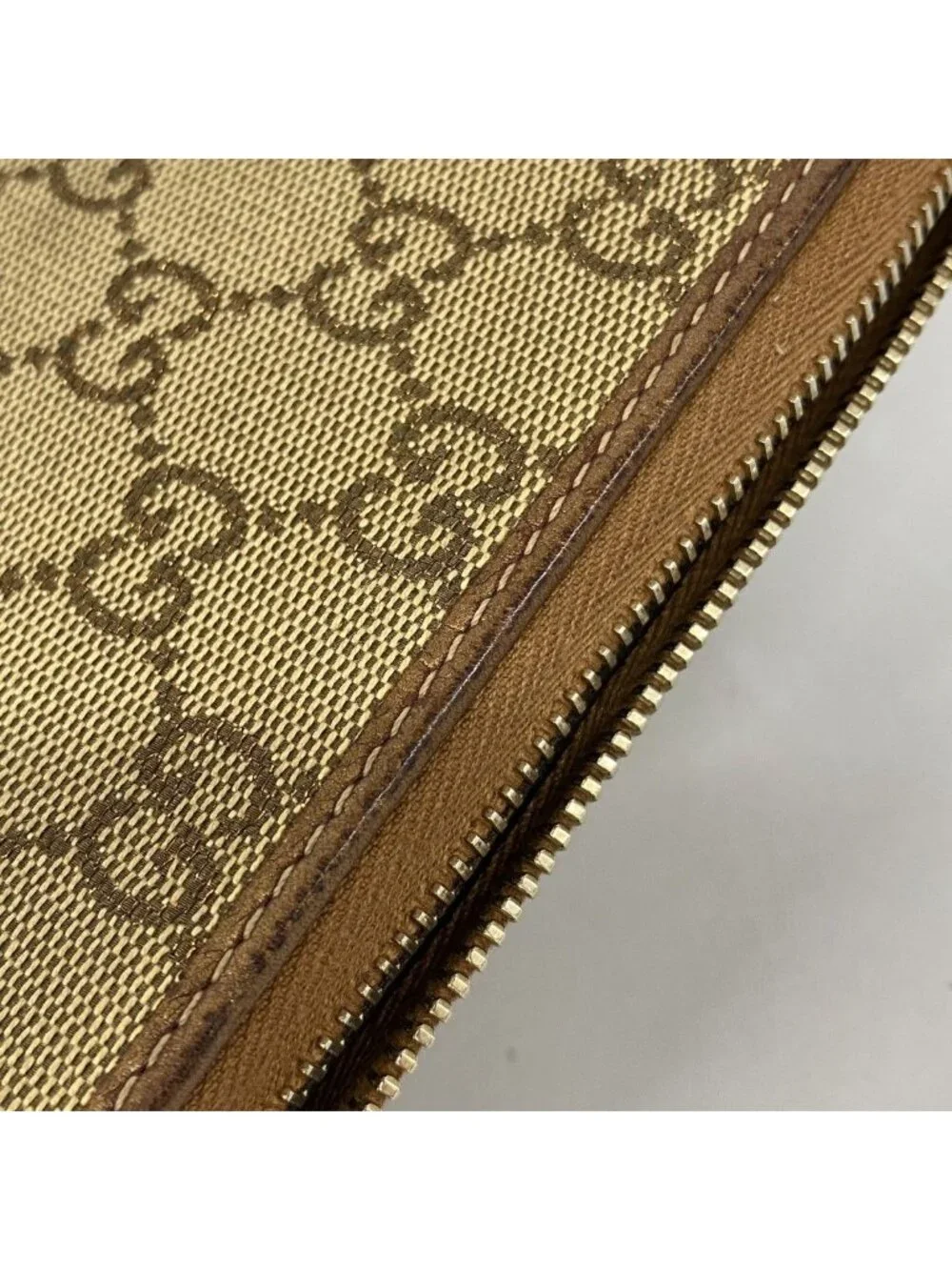 Gucci Wallet GG Canvas Brown Champagne Gold - Picture 8 of 9